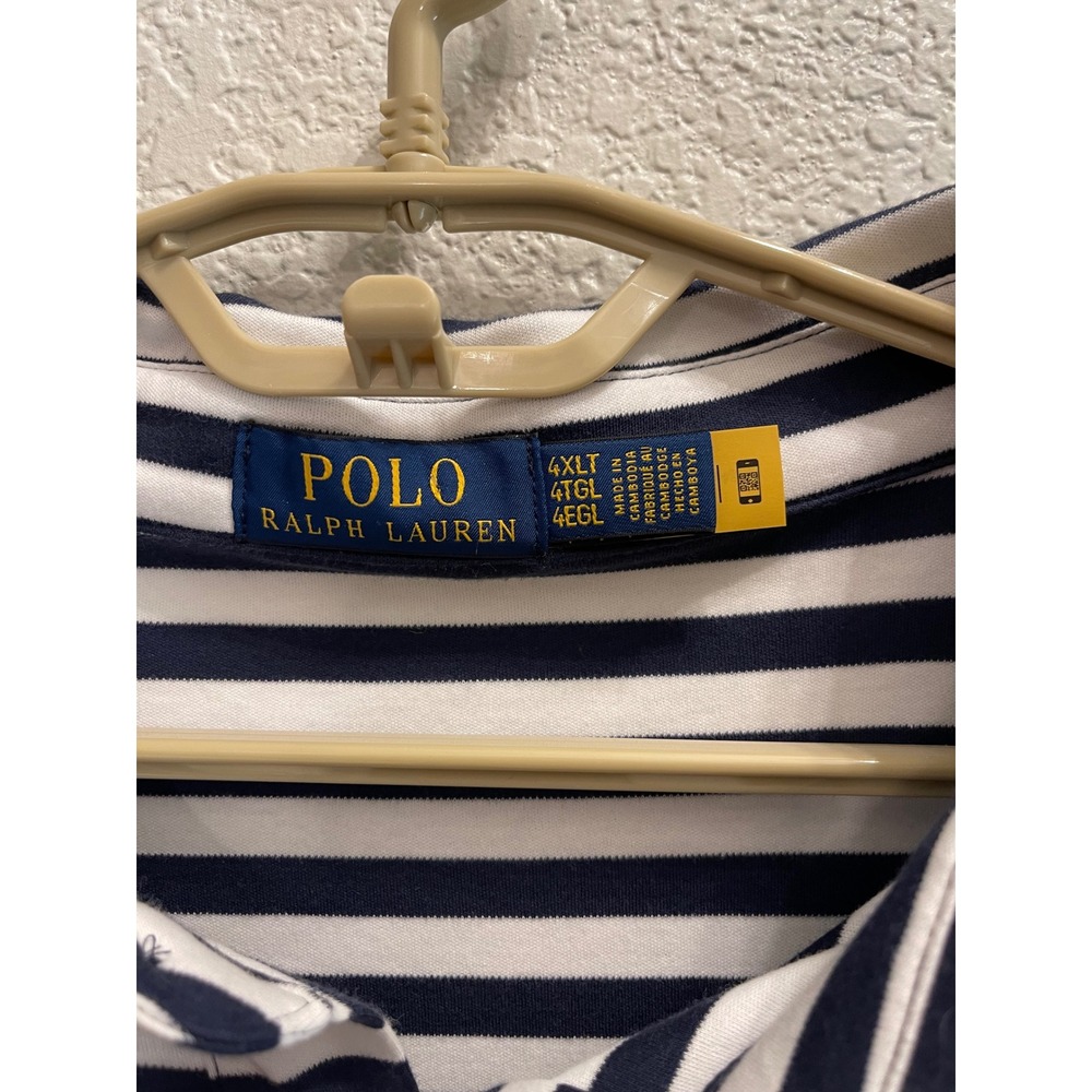 Polo Ralph Lauren Mens 4XLT Striped Short Sleeve Polo Shirt Navy White 4LT New - Picture 4 of 11